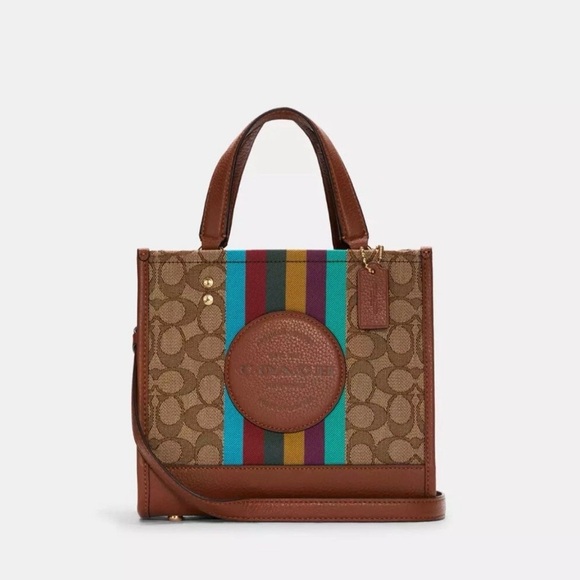 Coach Handbags - Like New Coach Tan and Multicolor Stripe Tote